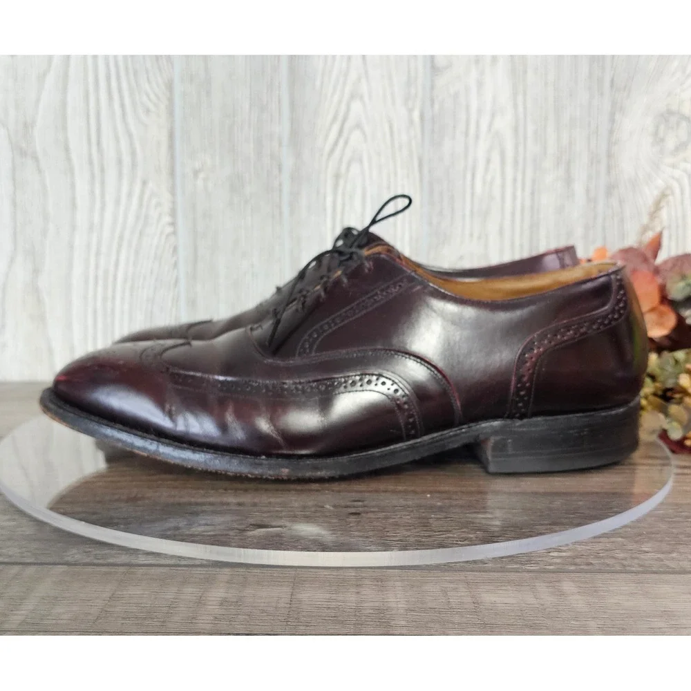 Johnston & Murphy Optima 46908 9.5D Burgundy Wingtip Oxford Shoes USA Made VTG‎